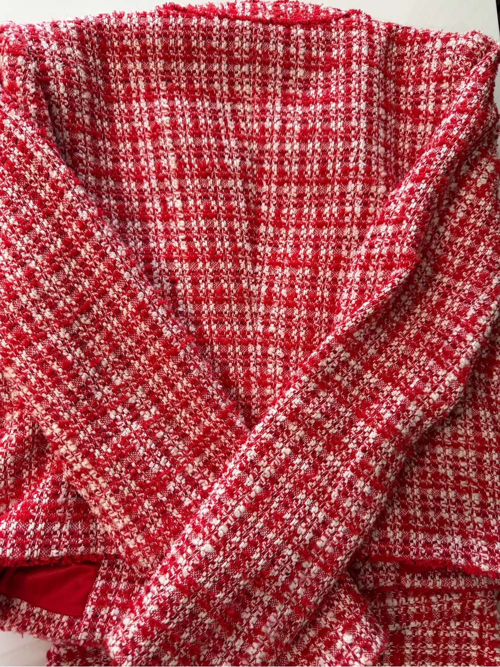 Generation Love Red Tweed Satin-Lined Jacket and skirt - Picture 3 of 7